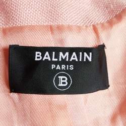 Pre Owned Balmain Pink Boucle Double Breasted Blazer S