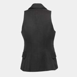 Pre Owned Balmain Black Cotton Double Breasted Sleeveless Blazer M
