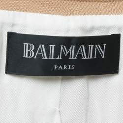 Balmain Beige Cotton Open Front Button Detailed Jacket M