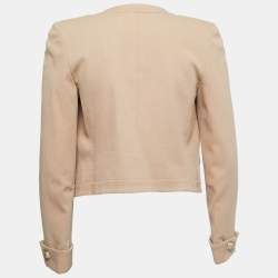 Balmain Beige Cotton Open Front Button Detailed Jacket M