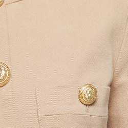 Balmain Beige Cotton Open Front Button Detailed Jacket M