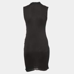 Balmain Black Knit Turtleneck Sleeveless Fitted Mini Dress M