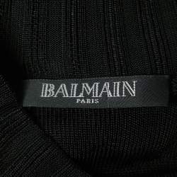 Balmain Black Knit Turtleneck Sleeveless Fitted Mini Dress M