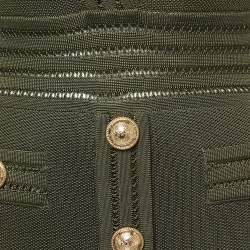 Balmain Military Green Knit Button Detailed Mini Dress M