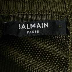 Balmain Military Green Knit Button Detailed Mini Dress M