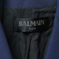 Pre Owned Balmain Navy Blue Wool Double-Breasted Blazer S
