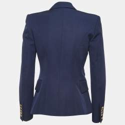 Pre Owned Balmain Navy Blue Wool Double-Breasted Blazer S