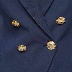 Pre Owned Balmain Navy Blue Wool Double-Breasted Blazer S