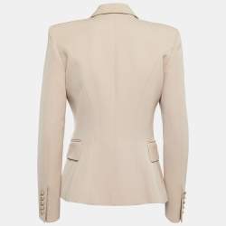 Pre Owned Balmain Beige Wool Double-Breasted Blazer M