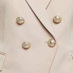 Pre Owned Balmain Beige Wool Double-Breasted Blazer M