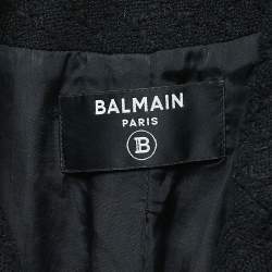 Pre Owned Balmain Black Tweed Double-Breasted Blazer S