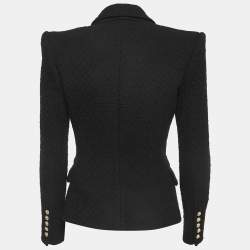 Pre Owned Balmain Black Tweed Double-Breasted Blazer S