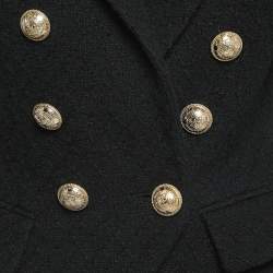 Pre Owned Balmain Black Tweed Double-Breasted Blazer S