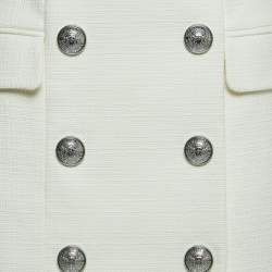 Pre Owned Balmain White Cotton Double Breasted Mini Skirt S