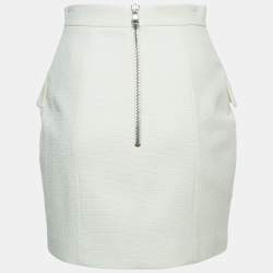 Pre Owned Balmain White Cotton Double Breasted Mini Skirt S