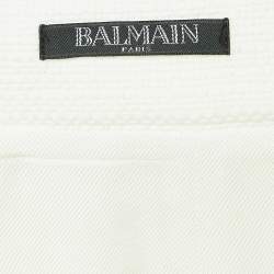 Pre Owned Balmain White Cotton Double Breasted Mini Skirt S