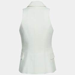 Pre Owned Balmain White Cotton Double Breasted Sleeveless Blazer S