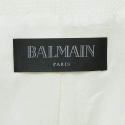 Pre Owned Balmain White Cotton Double Breasted Sleeveless Blazer S