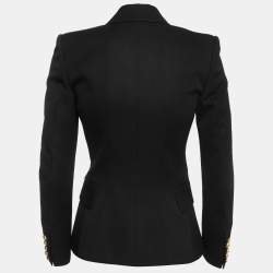 Balmain Black Wool Double Breasted Blazer S
