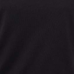 Pre Owned Balmain Black Cotton Knit & Tulle Trim Detail T-Shirt S