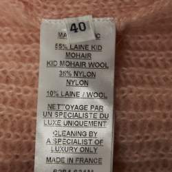 Pre Owned Balmain Light Pink Mohair Wool Blend Open Front Belted Cardigan M