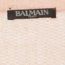 Pre Owned Balmain Light Pink Mohair Wool Blend Open Front Belted Cardigan M