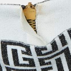 Balmain Monochrome Monogram Jacquard Knit Crop Top S