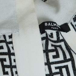 Balmain Monochrome Monogram Jacquard Knit Crop Top S