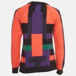 Balmain Multicolor Colorblock Patterned Angora Sweater S