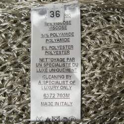 Pre Owned Balmain Silver Metallic Open Knit Sweater S
