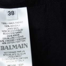 Balmain Black Leather Double Breasted Jacket M