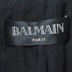 Balmain Black Leather Double Breasted Jacket M