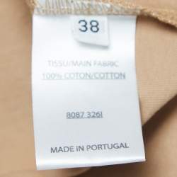 Balmain Beige Logo Print Cotton Button Detail Tank Top M