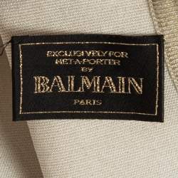 Balmain X Net-A-Porter Cream Logo Lurex Knit Sleeveless Bodysuit XL