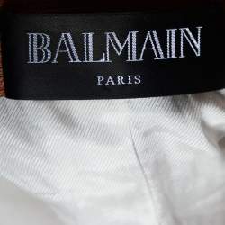 Pre Owned Balmain Burnt Orange Textured Cotton Blazer L