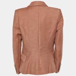 Pre Owned Balmain Burnt Orange Textured Cotton Blazer L