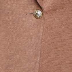 Pre Owned Balmain Burnt Orange Textured Cotton Blazer L
