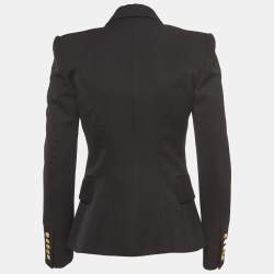 Pre Owned Balmain Black Wool Double-Breasted Blazer S