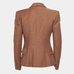 Balmain Peach Orange Textured Cotton Single Breasted Blazer M