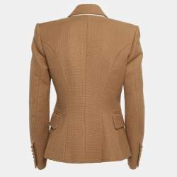Pre Owned Balmain Beige Textured Cotton Double-Breasted Blazer M