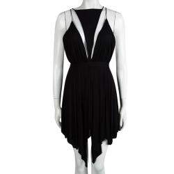 Pre Owned Balmain Black Triangular Front Detail Sleeveless Dress S