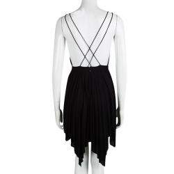 Pre Owned Balmain Black Triangular Front Detail Sleeveless Dress S