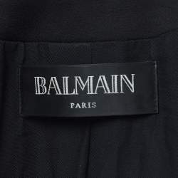 Balmain Black Crepe Double Breasted Blazer L