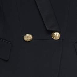 Balmain Black Crepe Double Breasted Blazer L
