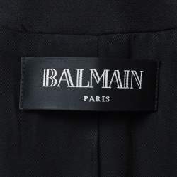 Balmain Black Crepe Double Breasted Blazer M