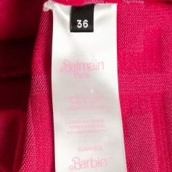 Pre Owned Balmain X Barbie Pink Jacquard Knit Jacket S
