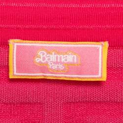 Pre Owned Balmain X Barbie Pink Jacquard Knit Jacket S