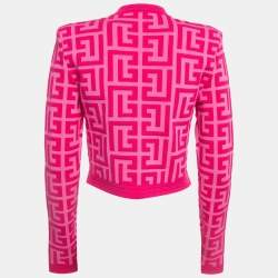 Pre Owned Balmain X Barbie Pink Jacquard Knit Jacket S