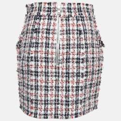 Balmain Multicolor Tweed Button Detail Mini Skirt M
