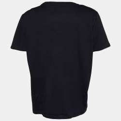 Pre Owned Balmain Black Metallic Logo Print Cotton Crew Neck T-Shirt M